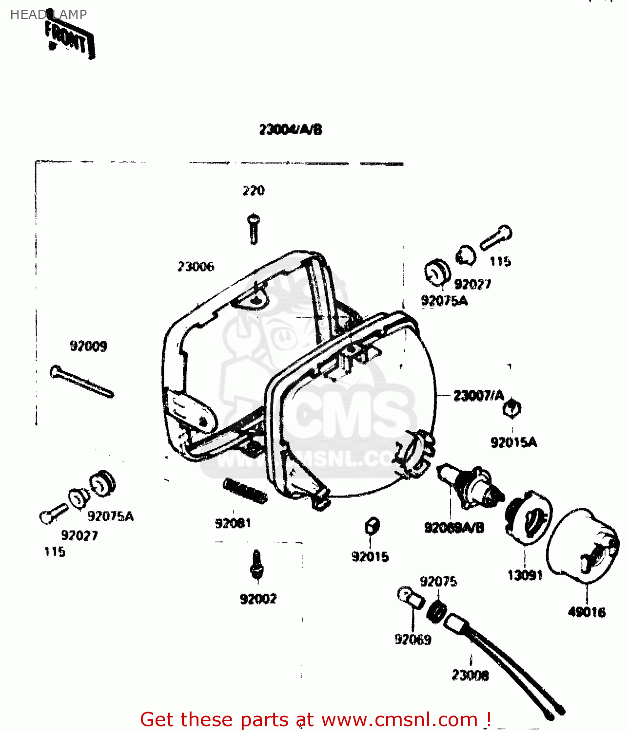 HEAD LAMP ZX750G2 1985 EUROPE UK FR GR IT NR SD