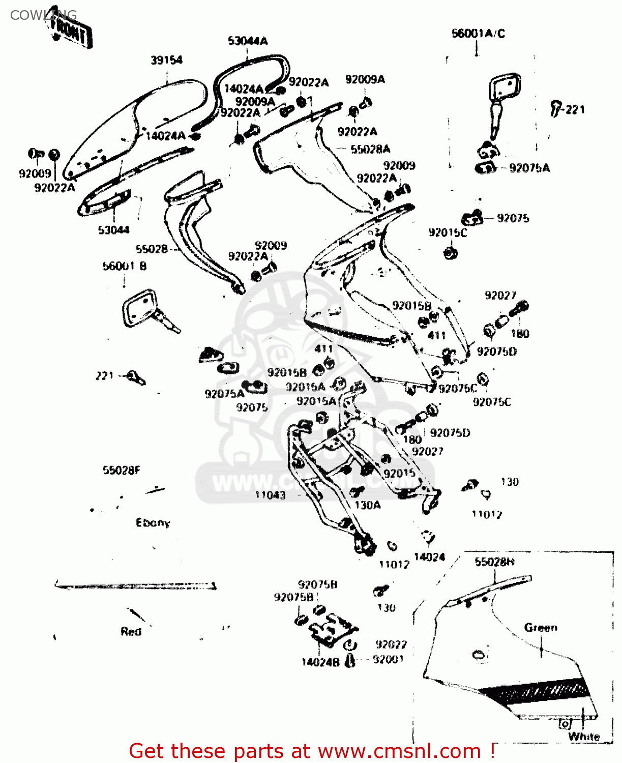 COWLING ZX750G2 1985 EUROPE UK FR GR IT NR SD