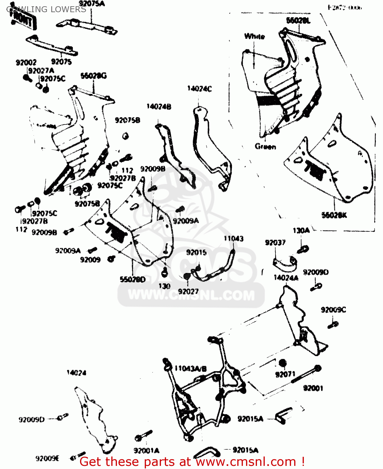 COWLING LOWERS ZX750G2 1985 EUROPE UK FR GR IT NR SD