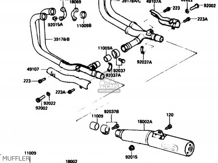 MUFFLER - ZX750G2 1985 EUROPE UK FR GR IT NR SD