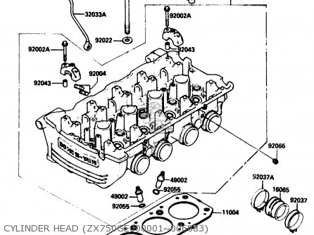 CYLINDER HEAD (ZX750GE000001~006883) - ZX750G2 1985 EUROPE UK FR GR IT NR SD