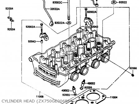 CYLINDER HEAD (ZX750GE006884~) - ZX750G2 1985 EUROPE UK FR GR IT NR SD