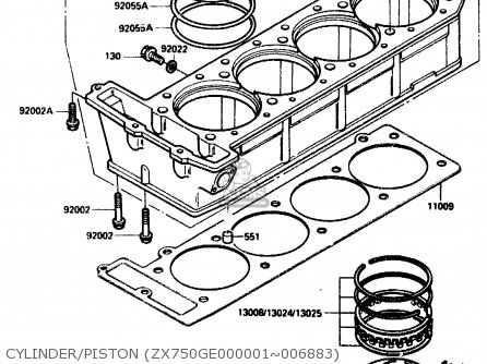 CYLINDER/PISTON (ZX750GE000001~006883) - ZX750G2 1985 EUROPE UK FR GR IT NR SD