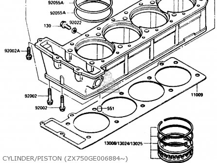 CYLINDER/PISTON (ZX750GE006884~) - ZX750G2 1985 EUROPE UK FR GR IT NR SD
