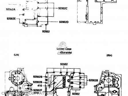 CRANKCASE BOLT PATTERN - ZX750G2 1985 EUROPE UK FR GR IT NR SD
