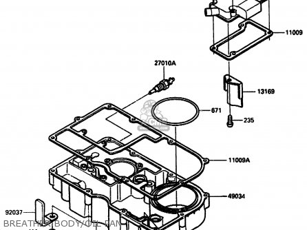 BREATHER BODY/OIL PAN - ZX750G2 1985 EUROPE UK FR GR IT NR SD