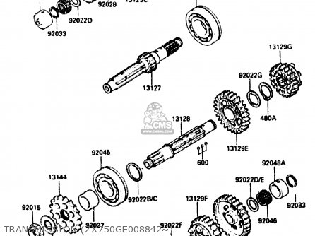TRANSMISSION (ZX750GE008842~) - ZX750G2 1985 EUROPE UK FR GR IT NR SD