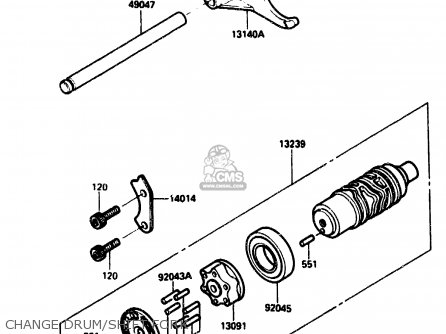 CHANGE DRUM/SHIFT FORK - ZX750G2 1985 EUROPE UK FR GR IT NR SD