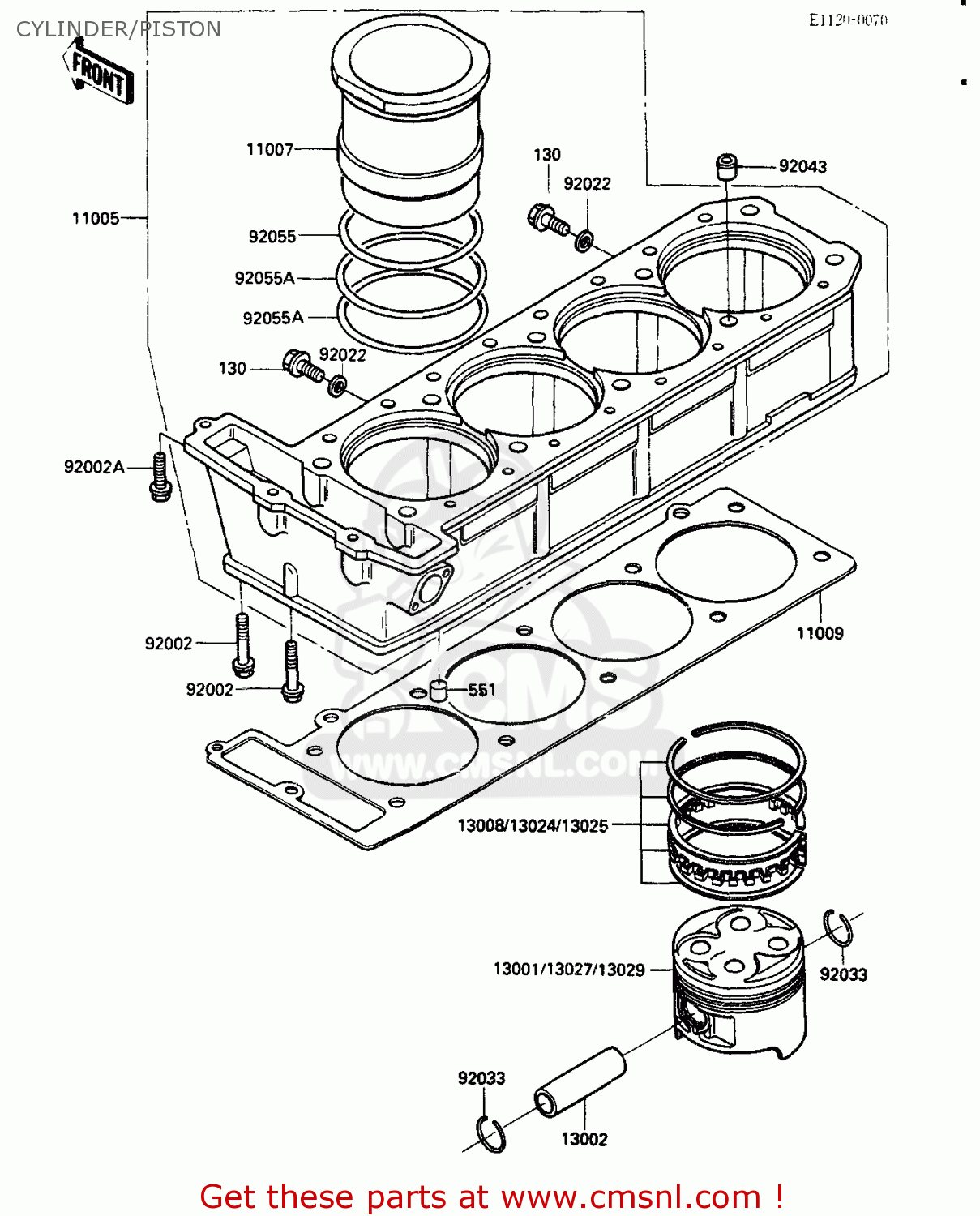 CYLINDER/PISTON ZX750G3 1986 EUROPE UK GR SD ST WG