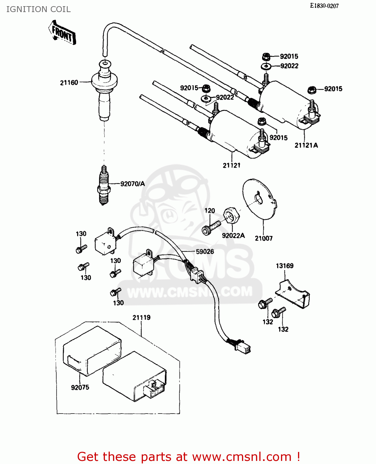 IGNITION COIL ZX750G3 1986 EUROPE UK GR SD ST WG