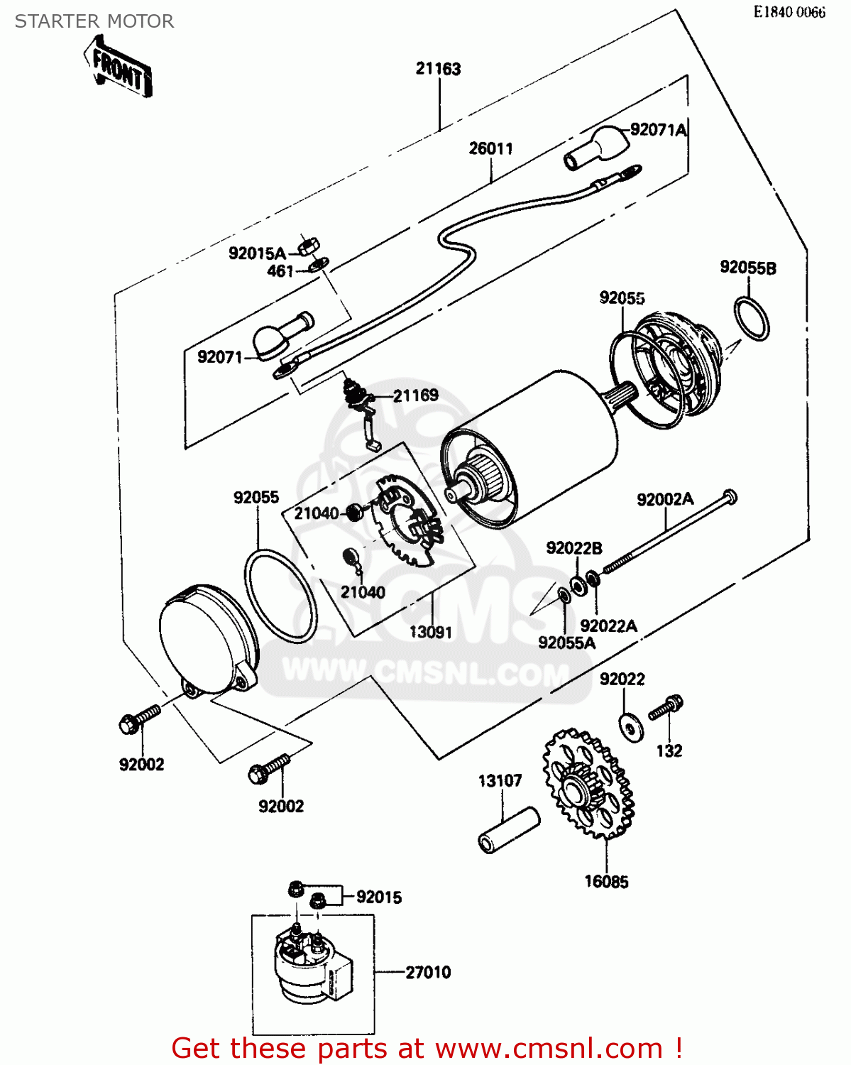 STARTER MOTOR ZX750G3 1986 EUROPE UK GR SD ST WG