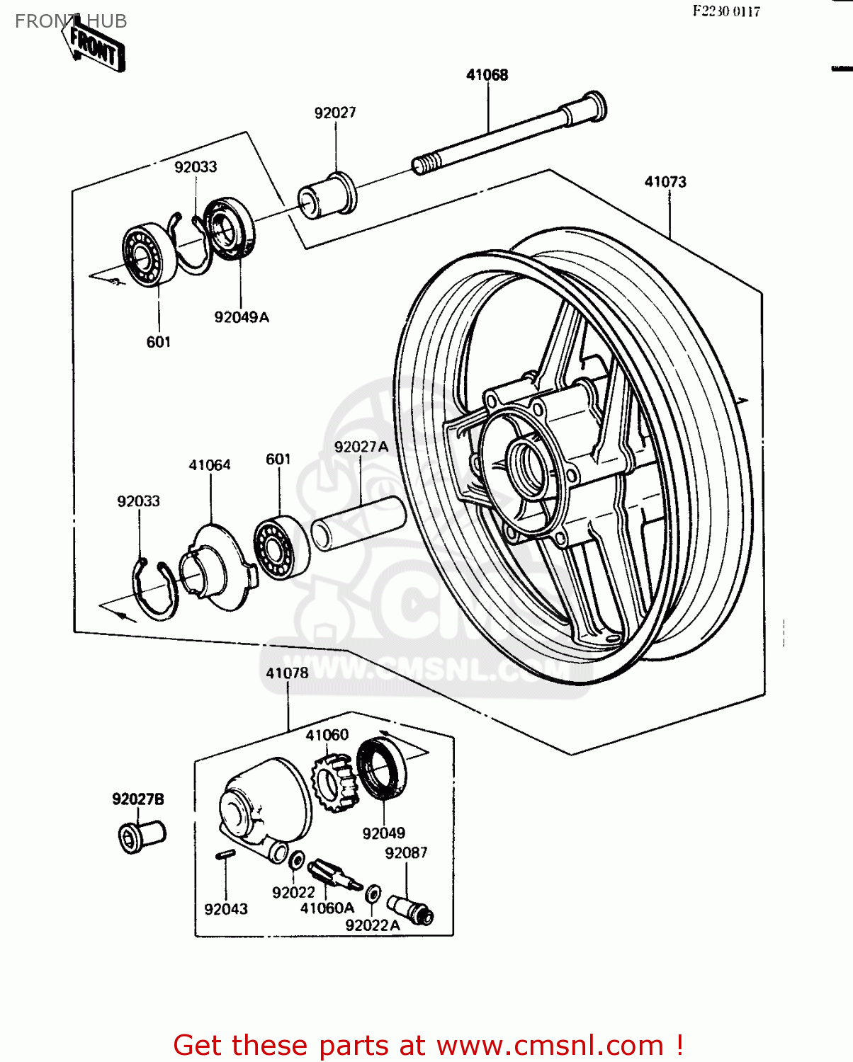 FRONT HUB ZX750G3 1986 EUROPE UK GR SD ST WG
