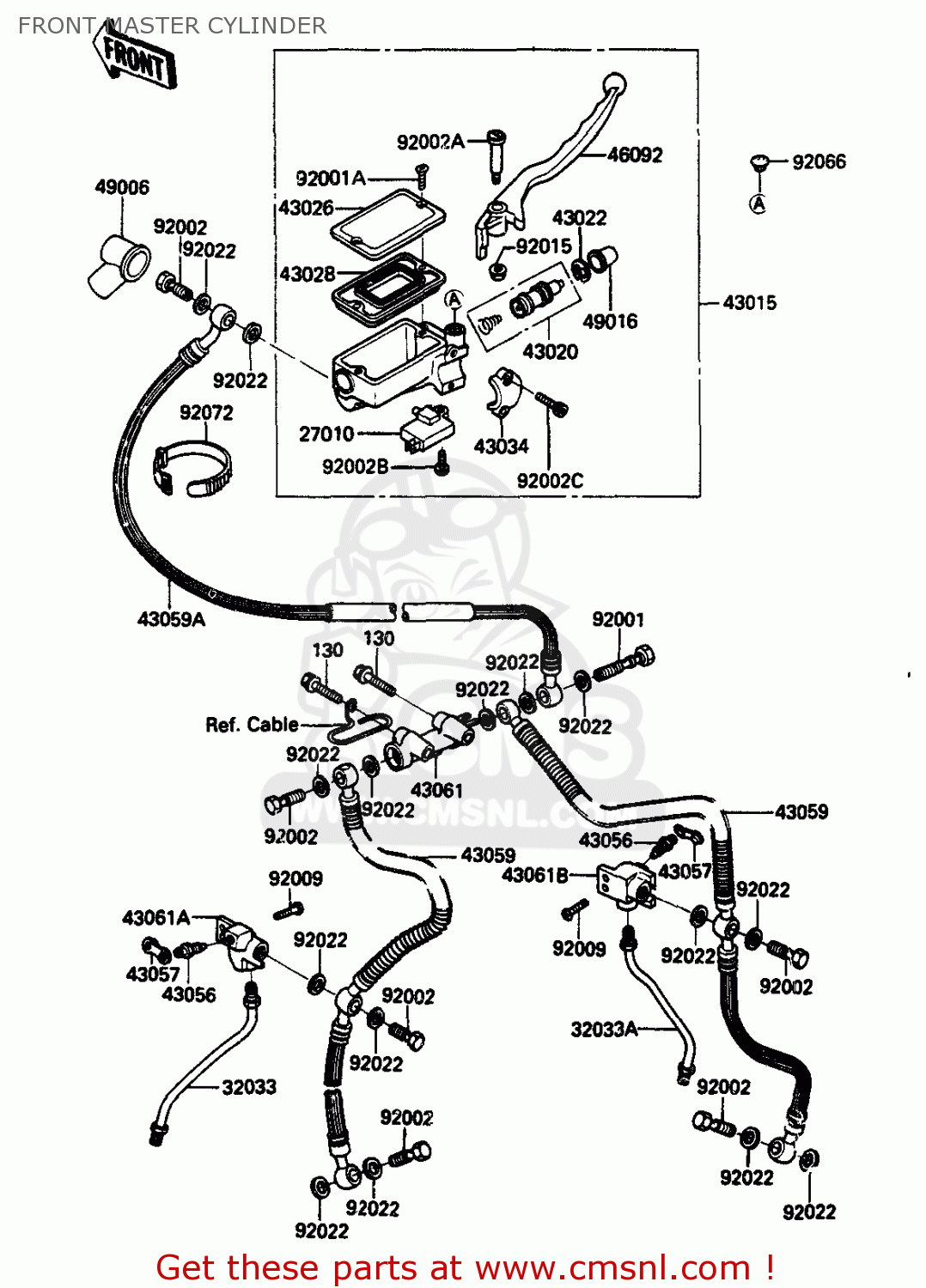 FRONT MASTER CYLINDER ZX750G3 1986 EUROPE UK GR SD ST WG
