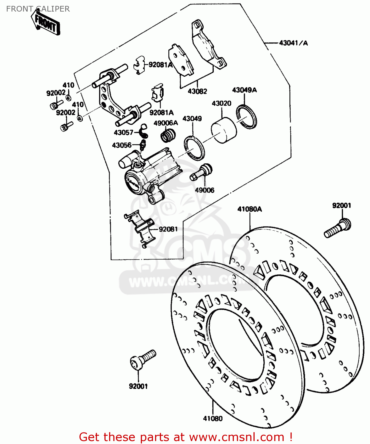 FRONT CALIPER ZX750G3 1986 EUROPE UK GR SD ST WG