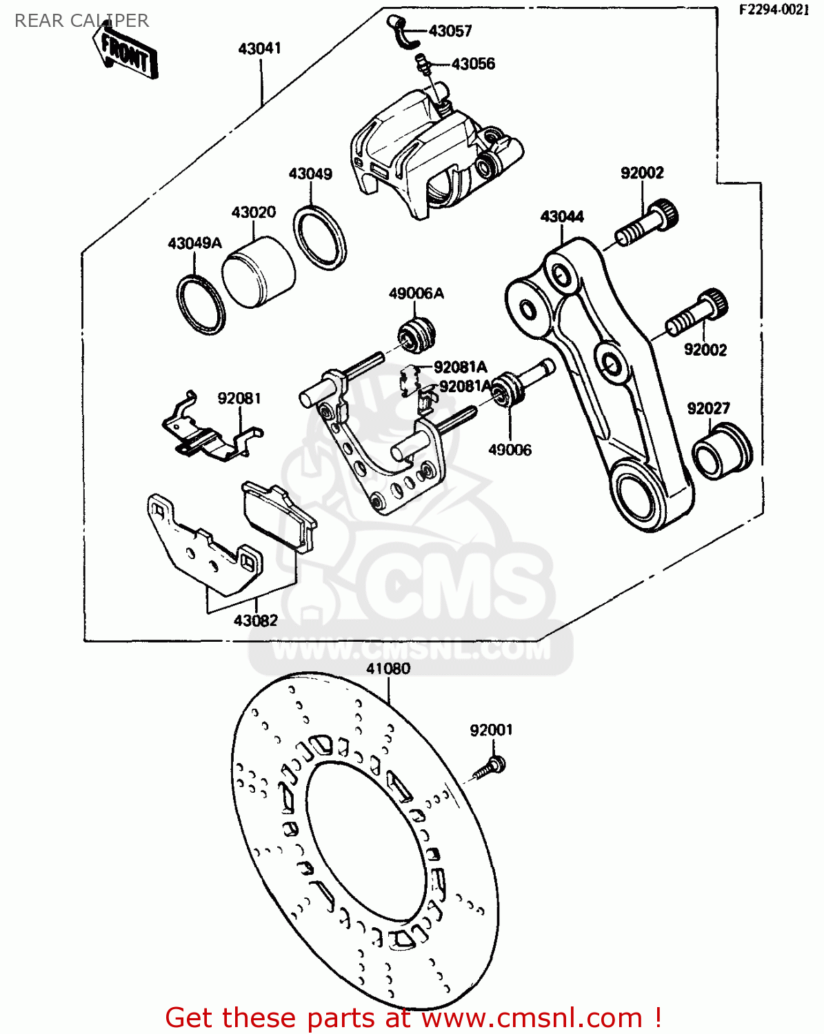 REAR CALIPER ZX750G3 1986 EUROPE UK GR SD ST WG