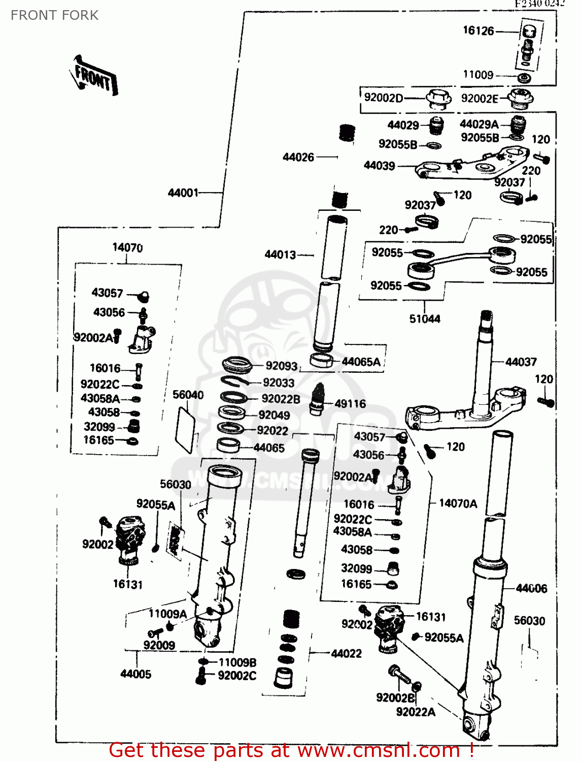 FRONT FORK ZX750G3 1986 EUROPE UK GR SD ST WG