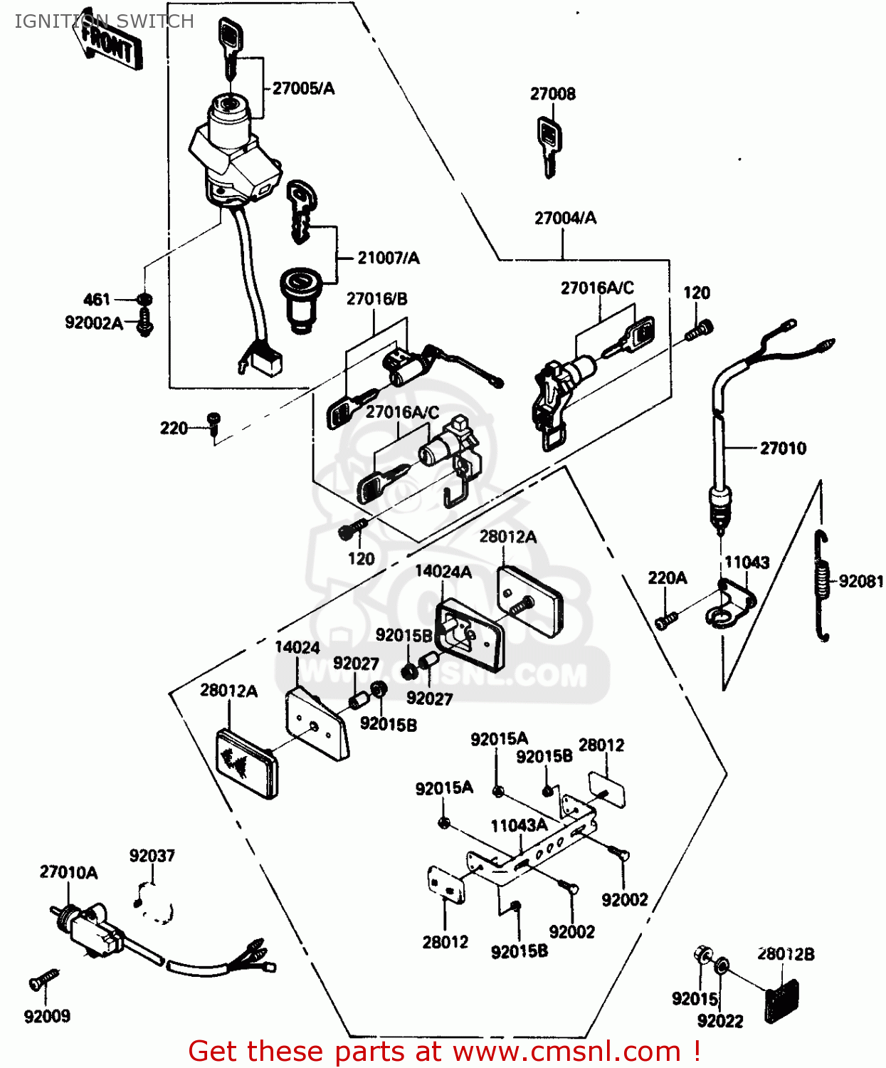 IGNITION SWITCH ZX750G3 1986 EUROPE UK GR SD ST WG
