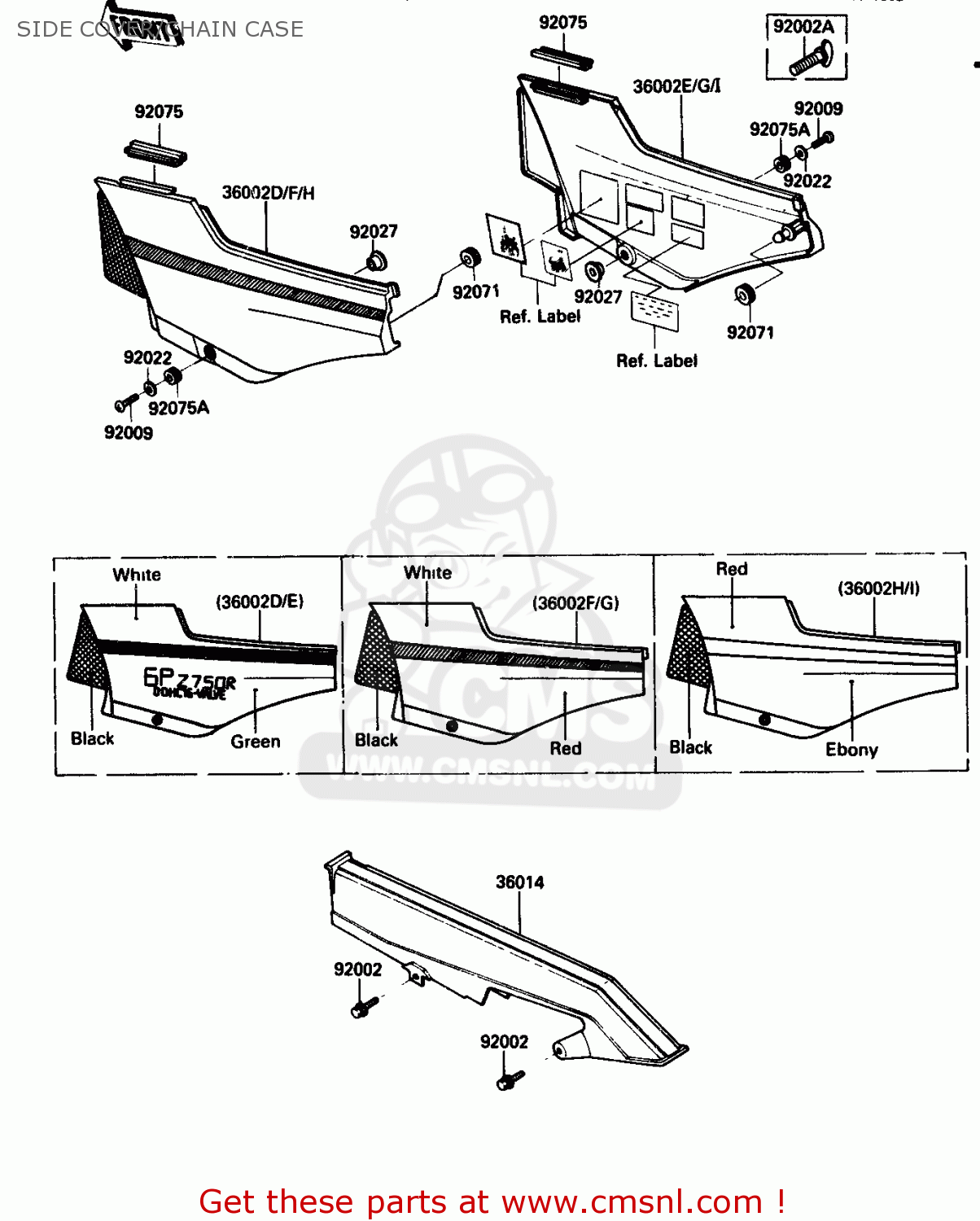SIDE COVER/CHAIN CASE ZX750G3 1986 EUROPE UK GR SD ST WG