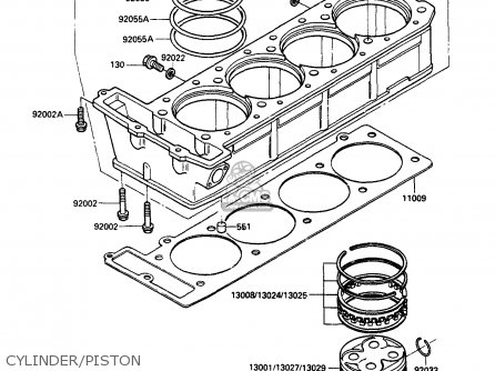 CYLINDER/PISTON - ZX750G3 1986 EUROPE UK GR SD ST WG