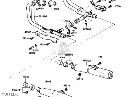 MUFFLER - ZX750G3 1986 EUROPE UK GR SD ST WG