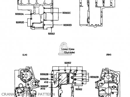 CRANKCASE BOLT PATTERN - ZX750G3 1986 EUROPE UK GR SD ST WG