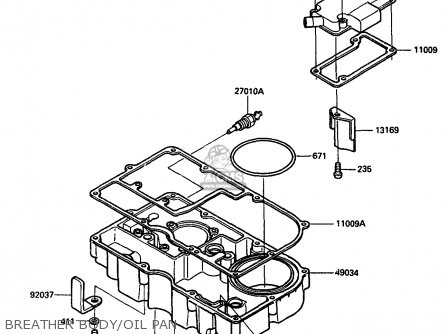 BREATHER BODY/OIL PAN - ZX750G3 1986 EUROPE UK GR SD ST WG