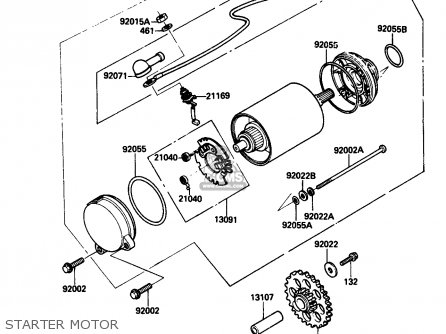 STARTER MOTOR - ZX750G3 1986 EUROPE UK GR SD ST WG