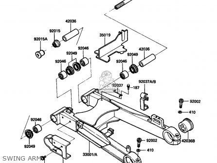 SWING ARM - ZX750G3 1986 EUROPE UK GR SD ST WG