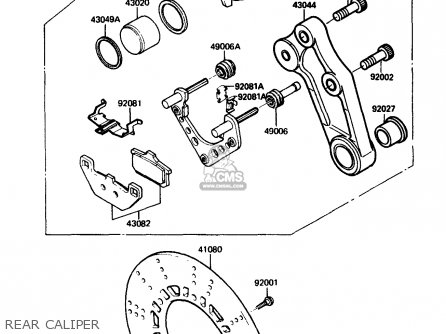 REAR CALIPER - ZX750G3 1986 EUROPE UK GR SD ST WG
