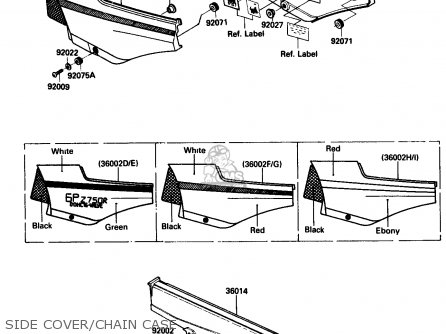 SIDE COVER/CHAIN CASE - ZX750G3 1986 EUROPE UK GR SD ST WG
