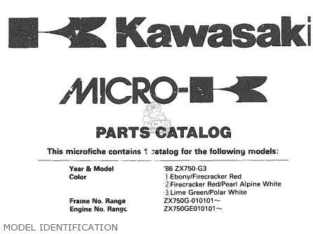 MODEL IDENTIFICATION - ZX750G3 1986 EUROPE UK GR SD ST WG
