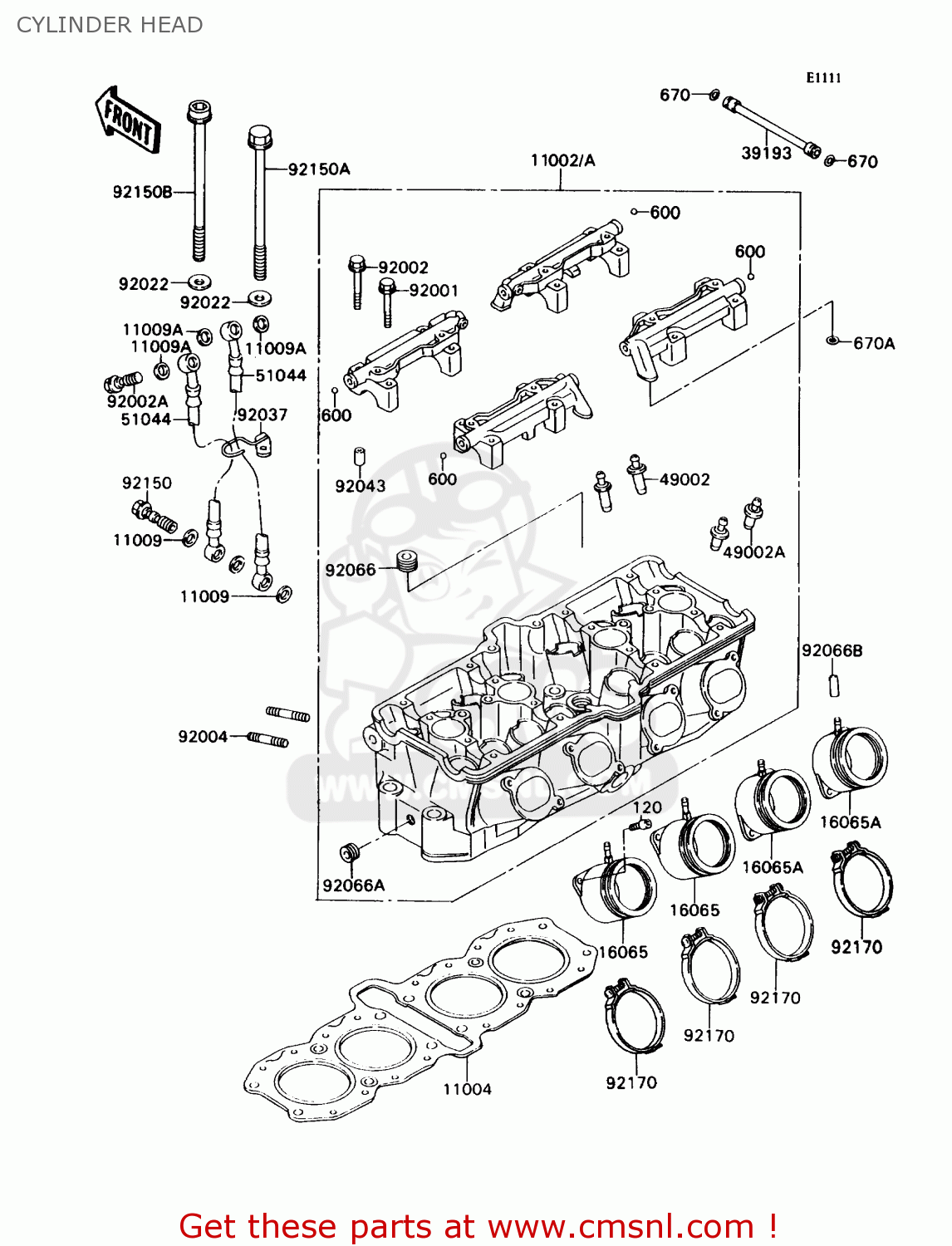 CYLINDER HEAD ZX750H1 NINJA ZX7 1989 USA CALIFORNIA CANADA
