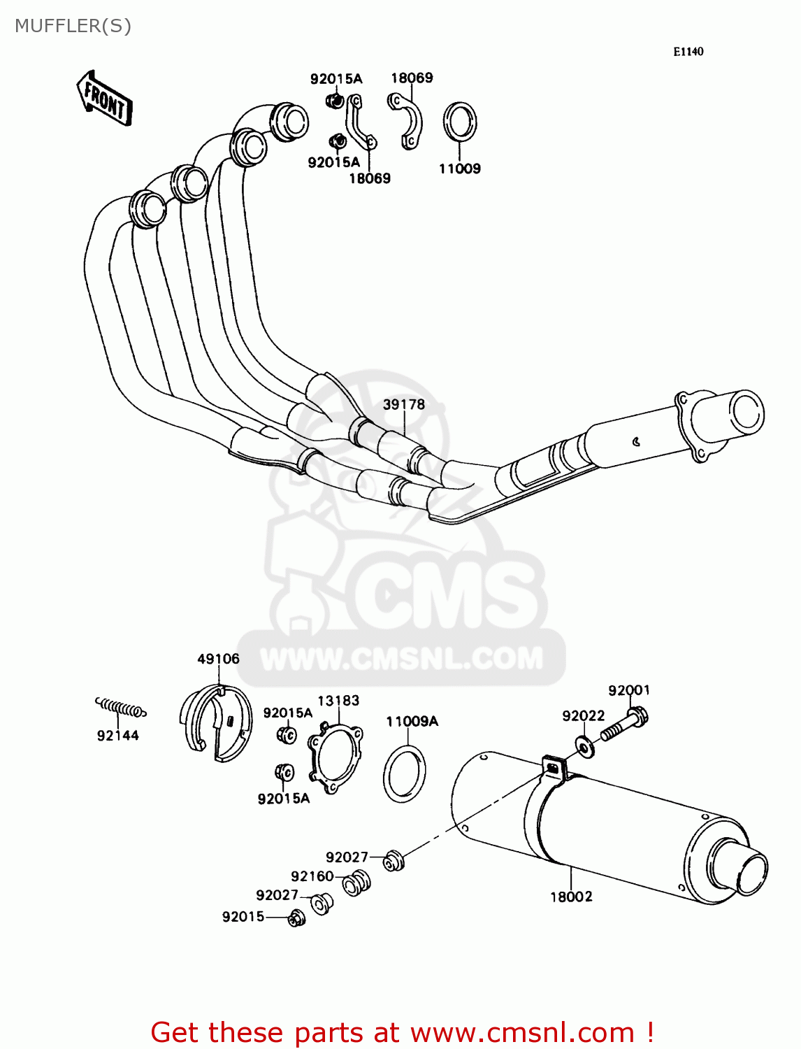 MUFFLER(S) ZX750H1 NINJA ZX7 1989 USA CALIFORNIA CANADA