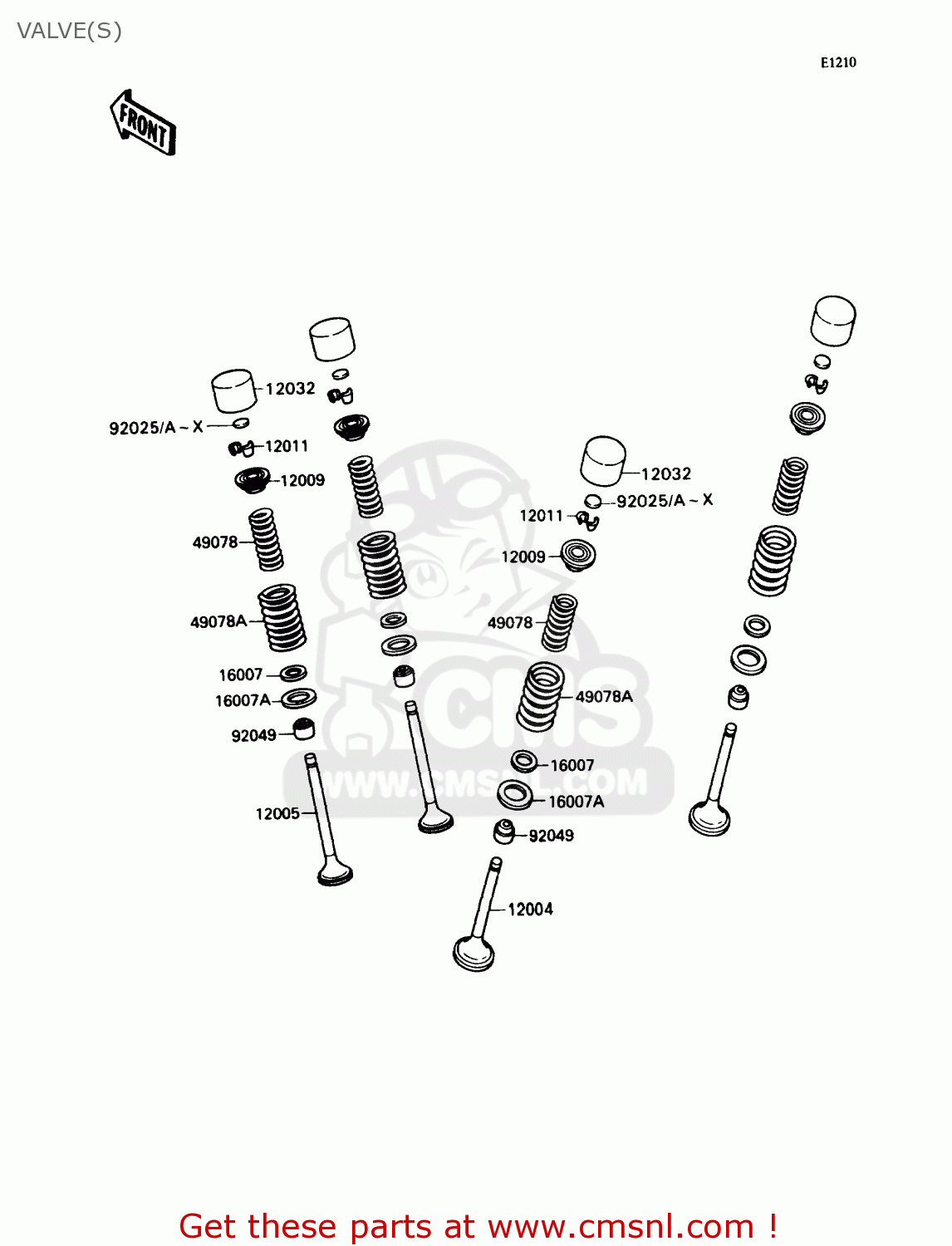 VALVE(S) ZX750H1 NINJA ZX7 1989 USA CALIFORNIA CANADA
