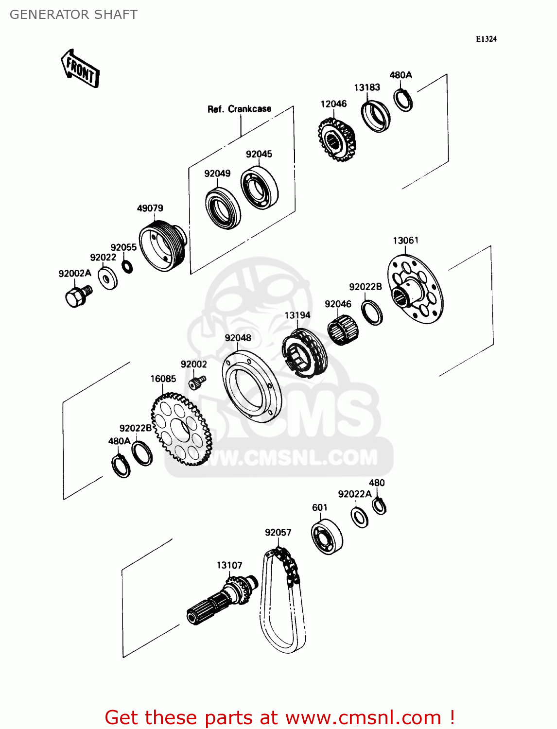 GENERATOR SHAFT ZX750H1 NINJA ZX7 1989 USA CALIFORNIA CANADA