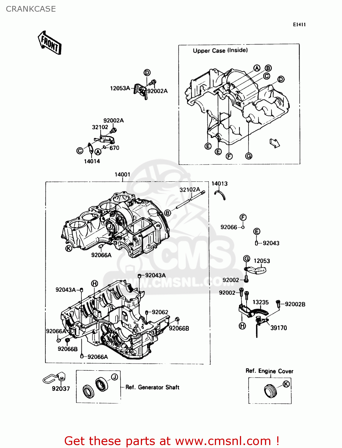 CRANKCASE ZX750H1 NINJA ZX7 1989 USA CALIFORNIA CANADA