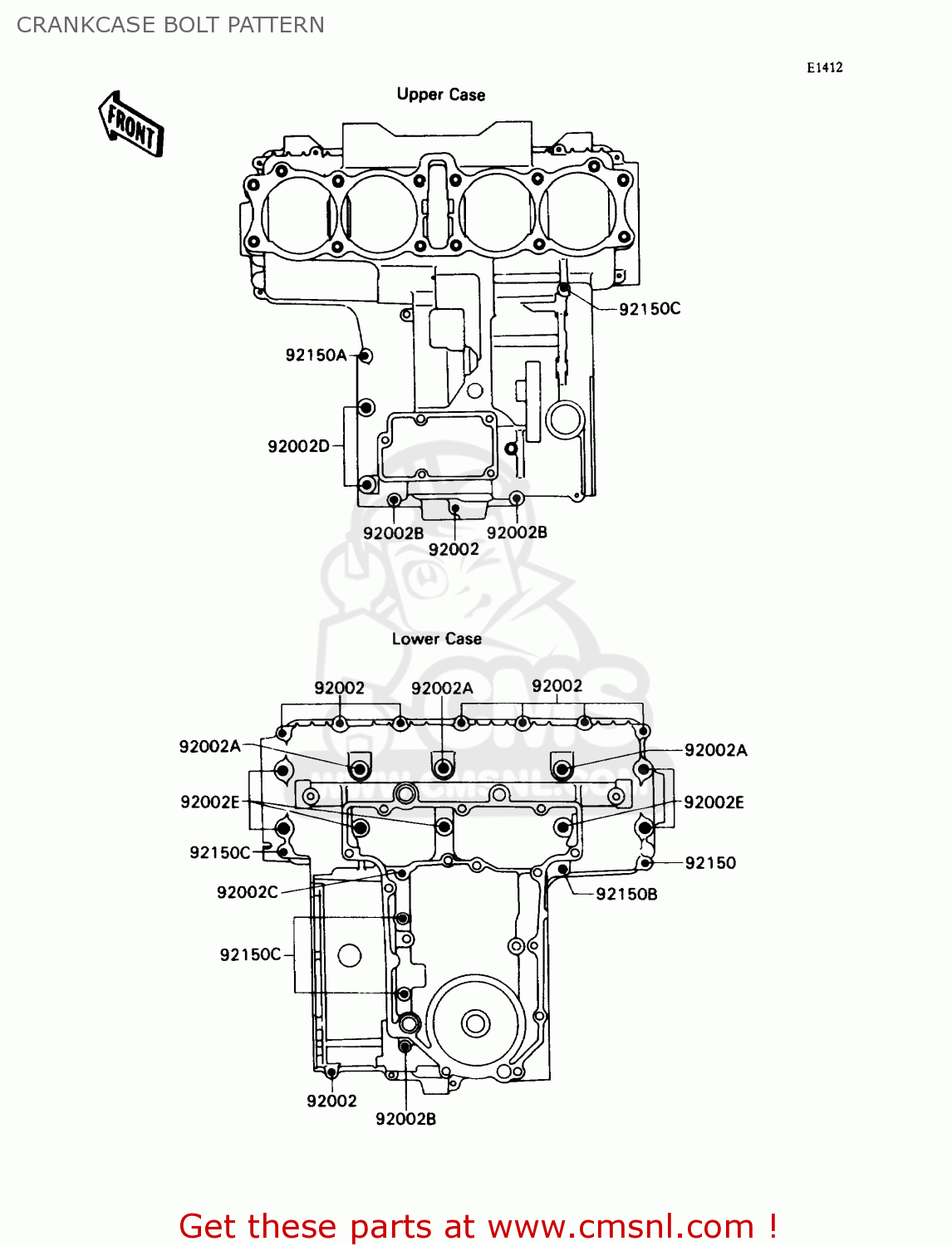 CRANKCASE BOLT PATTERN ZX750H1 NINJA ZX7 1989 USA CALIFORNIA CANADA