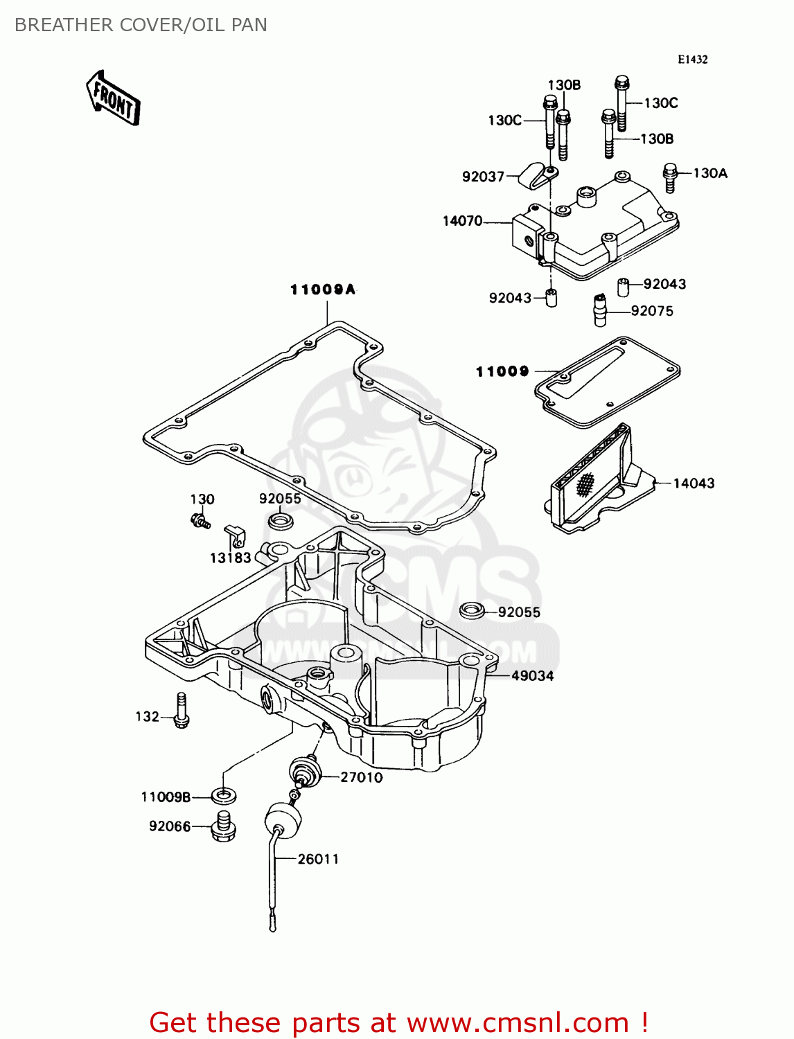 BREATHER COVER/OIL PAN ZX750H1 NINJA ZX7 1989 USA CALIFORNIA CANADA
