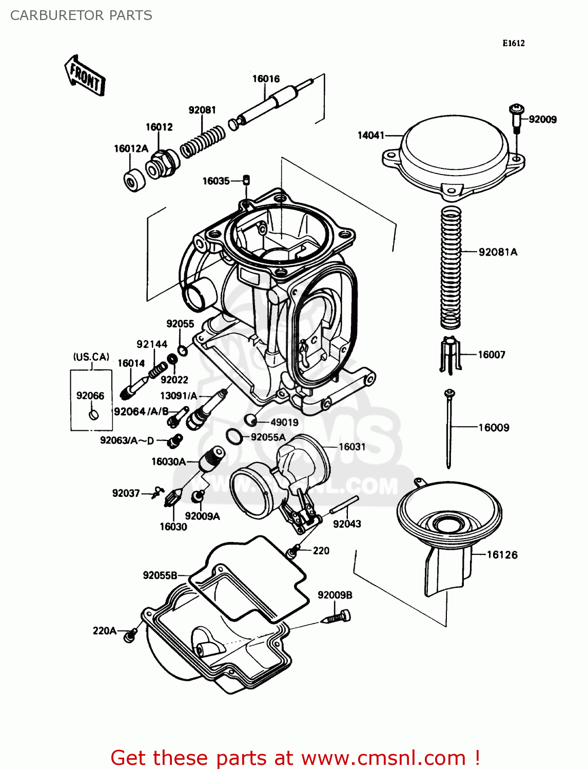 CARBURETOR PARTS ZX750H1 NINJA ZX7 1989 USA CALIFORNIA CANADA