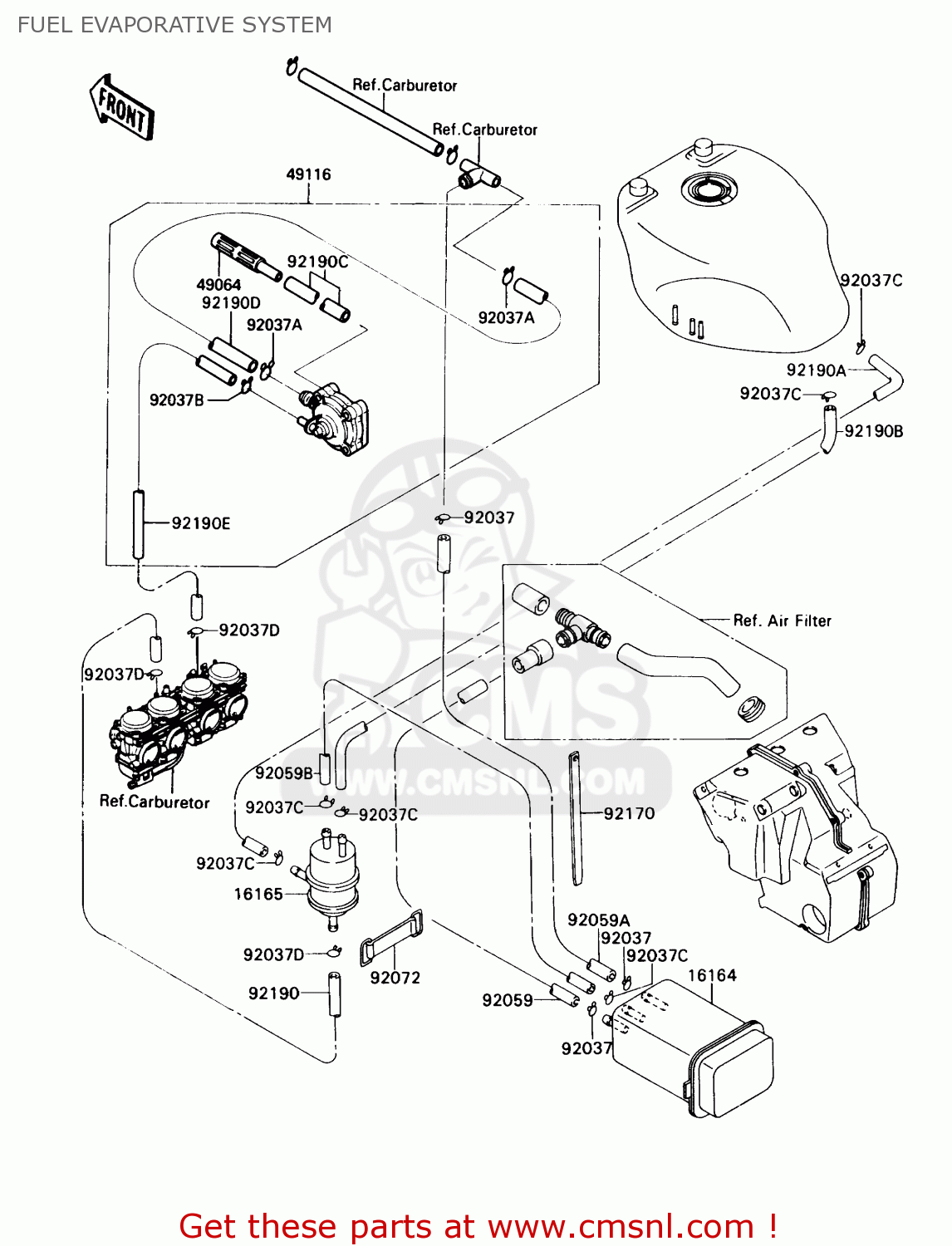 FUEL EVAPORATIVE SYSTEM ZX750H1 NINJA ZX7 1989 USA CALIFORNIA CANADA