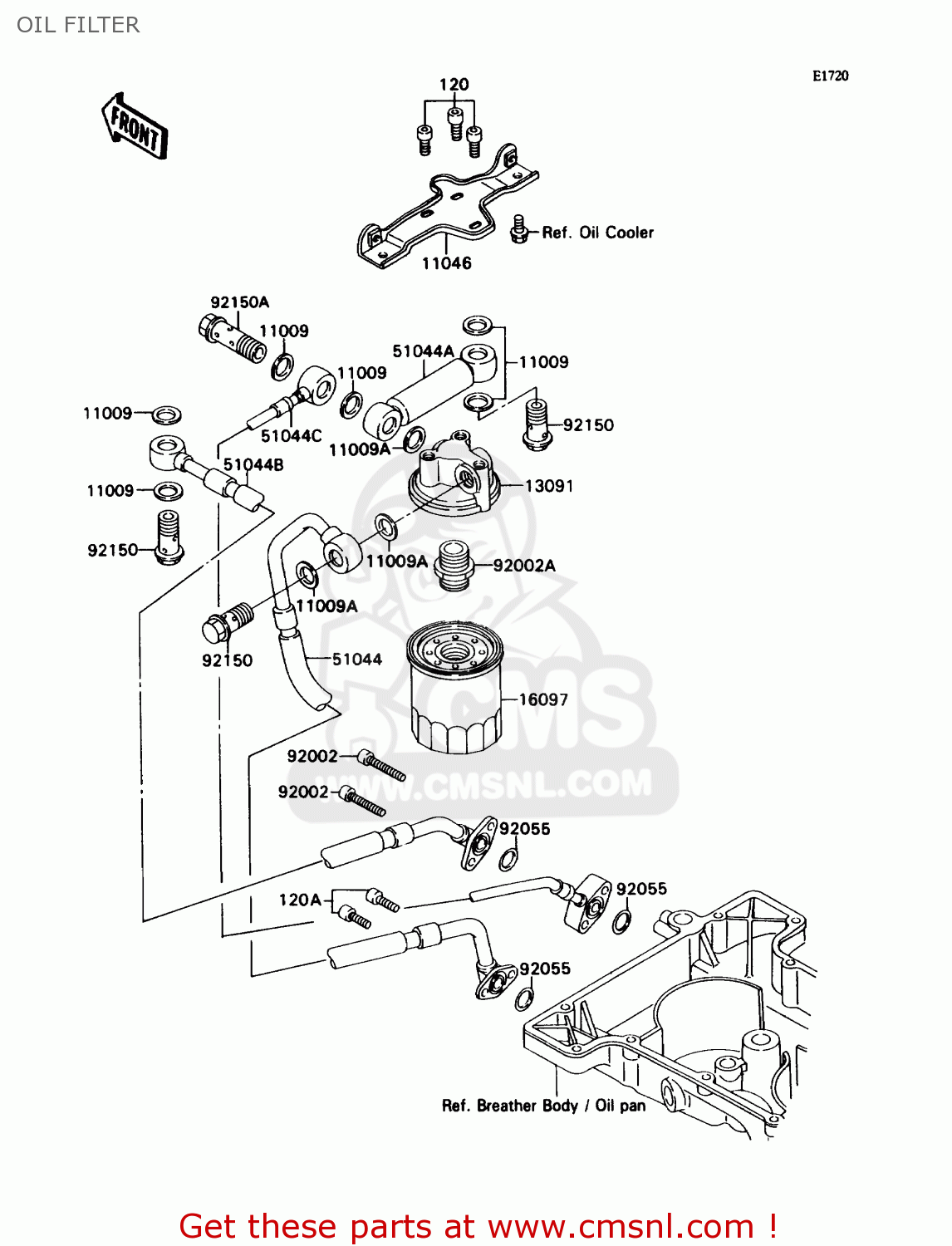 OIL FILTER ZX750H1 NINJA ZX7 1989 USA CALIFORNIA CANADA