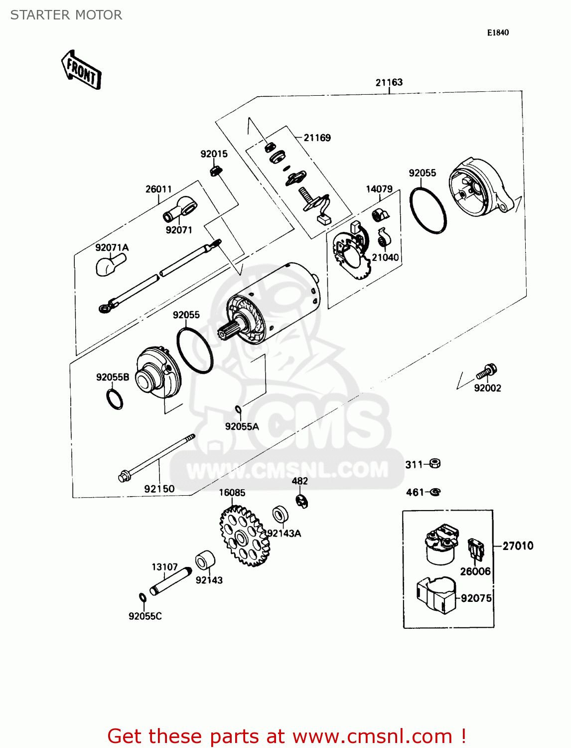 STARTER MOTOR ZX750H1 NINJA ZX7 1989 USA CALIFORNIA CANADA