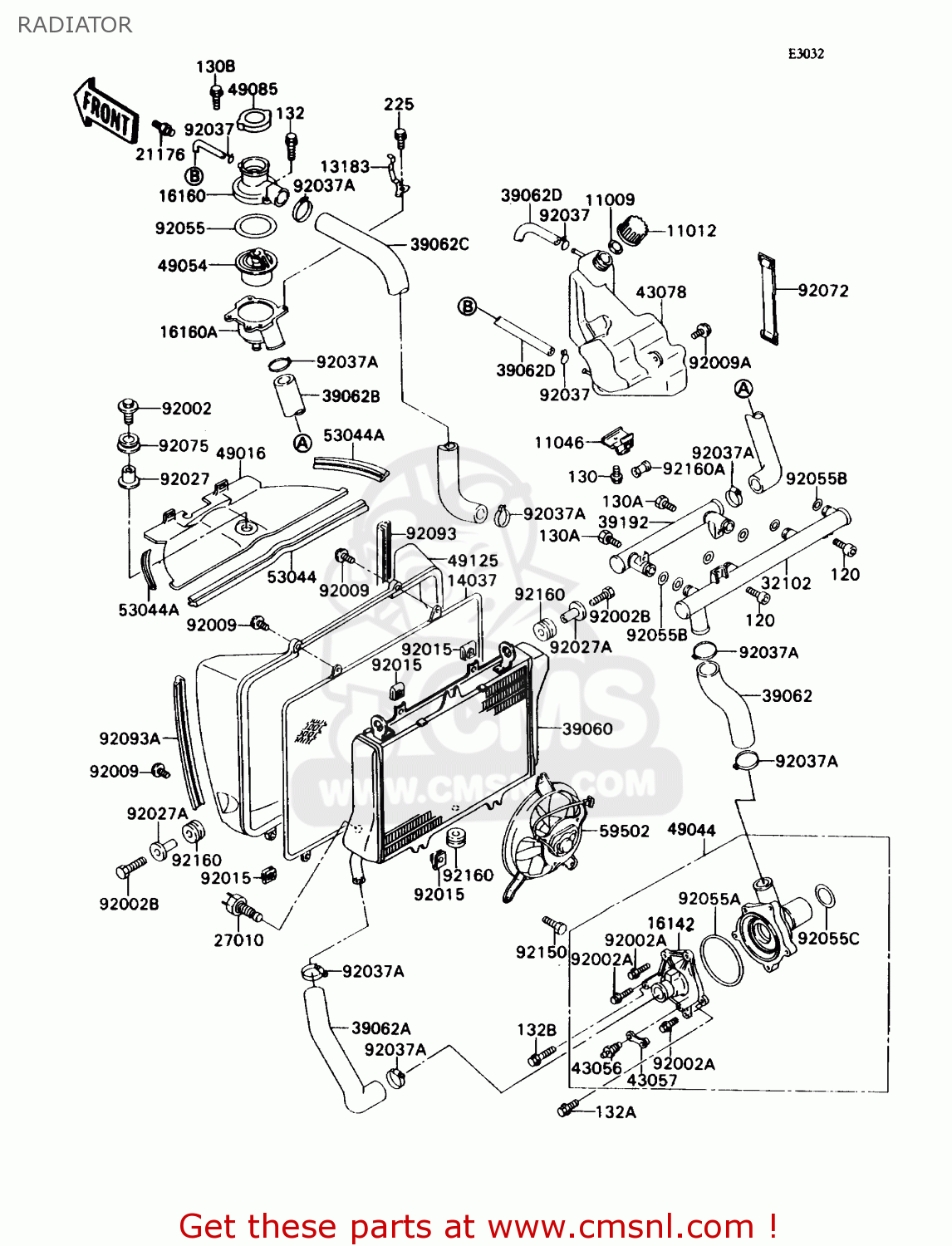 RADIATOR ZX750H1 NINJA ZX7 1989 USA CALIFORNIA CANADA