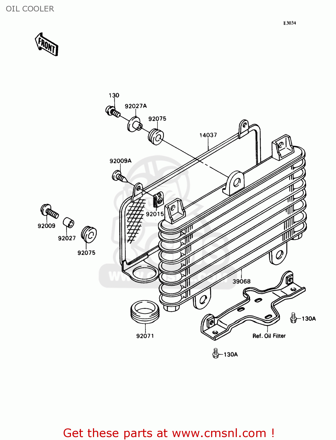 OIL COOLER ZX750H1 NINJA ZX7 1989 USA CALIFORNIA CANADA