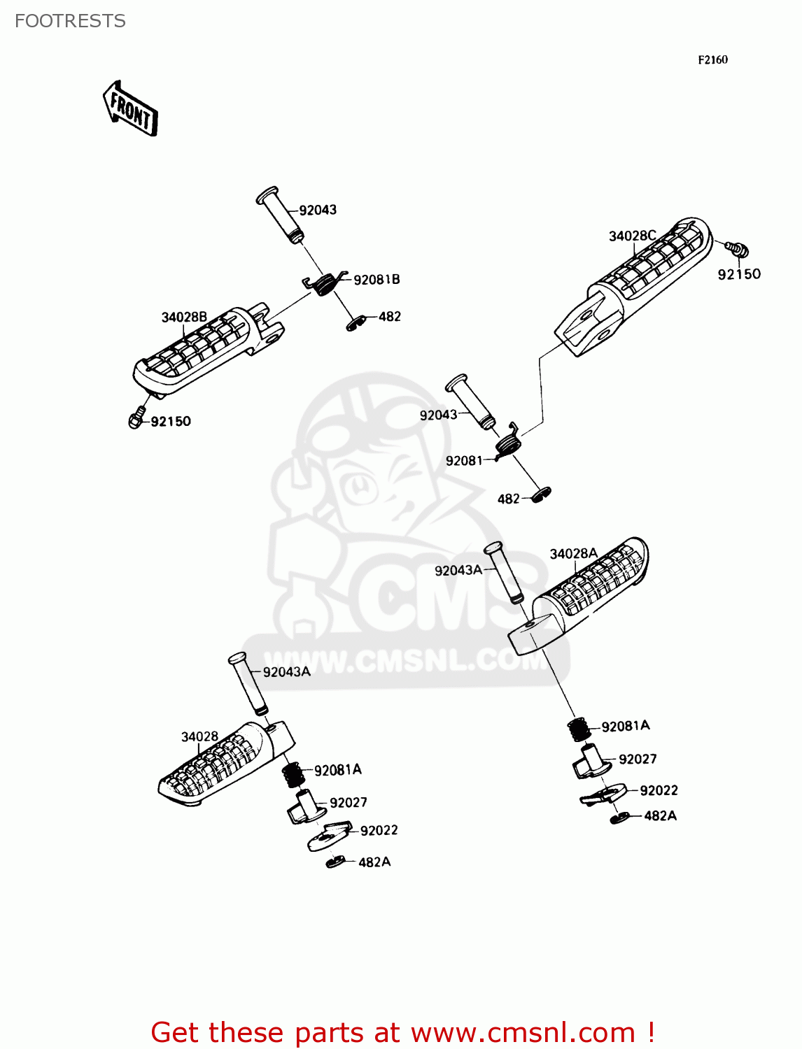 FOOTRESTS ZX750H1 NINJA ZX7 1989 USA CALIFORNIA CANADA