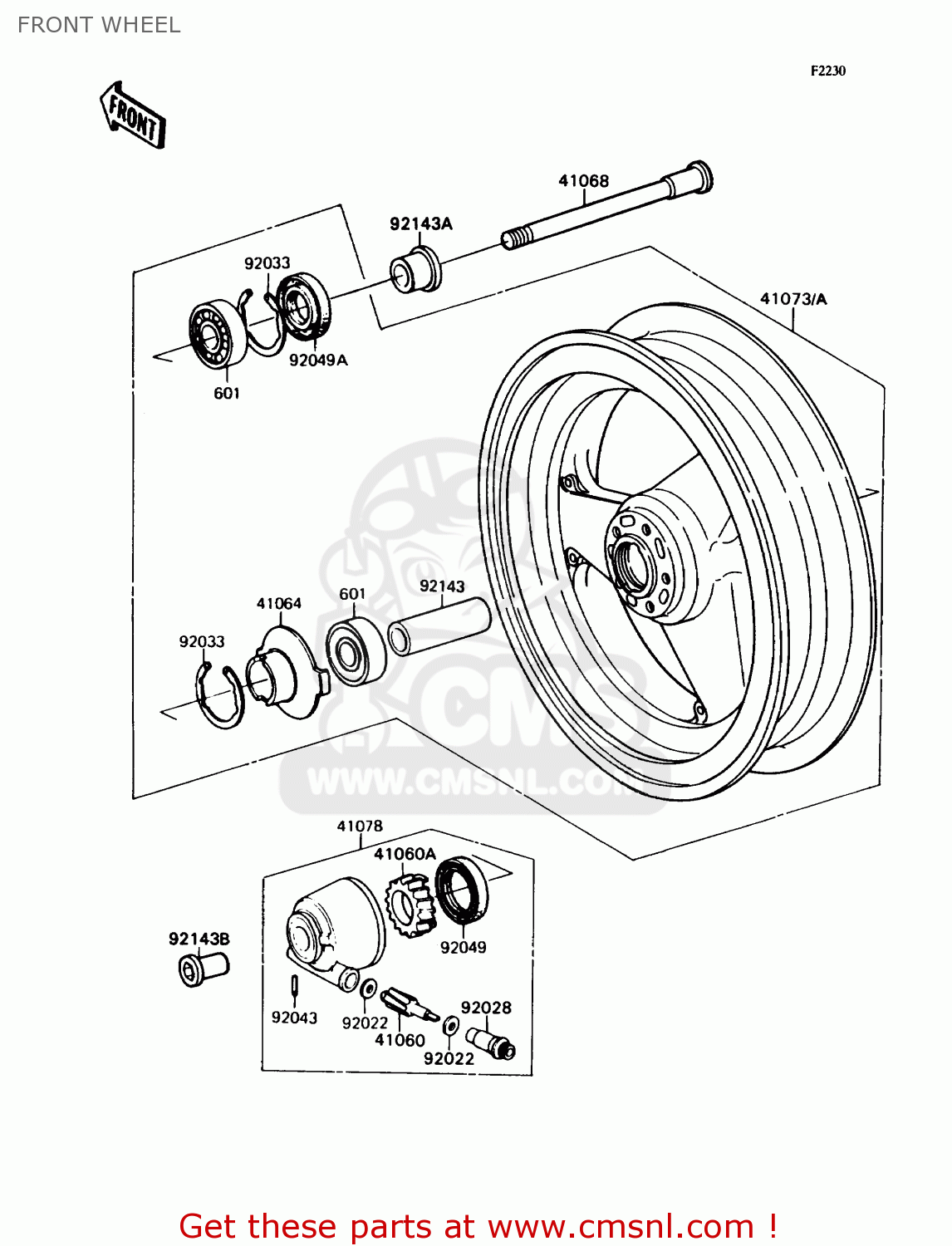 FRONT WHEEL ZX750H1 NINJA ZX7 1989 USA CALIFORNIA CANADA