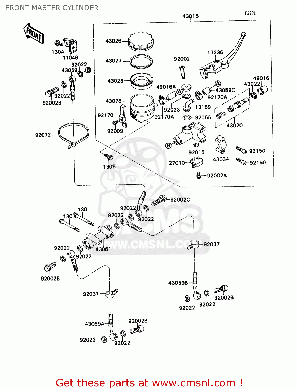 FRONT MASTER CYLINDER ZX750H1 NINJA ZX7 1989 USA CALIFORNIA CANADA