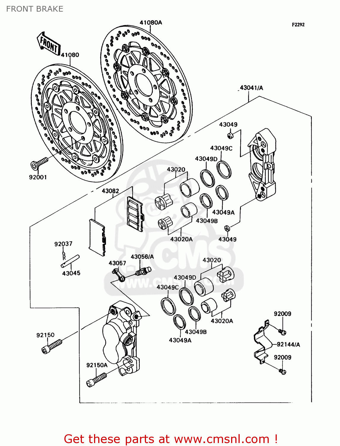 FRONT BRAKE ZX750H1 NINJA ZX7 1989 USA CALIFORNIA CANADA