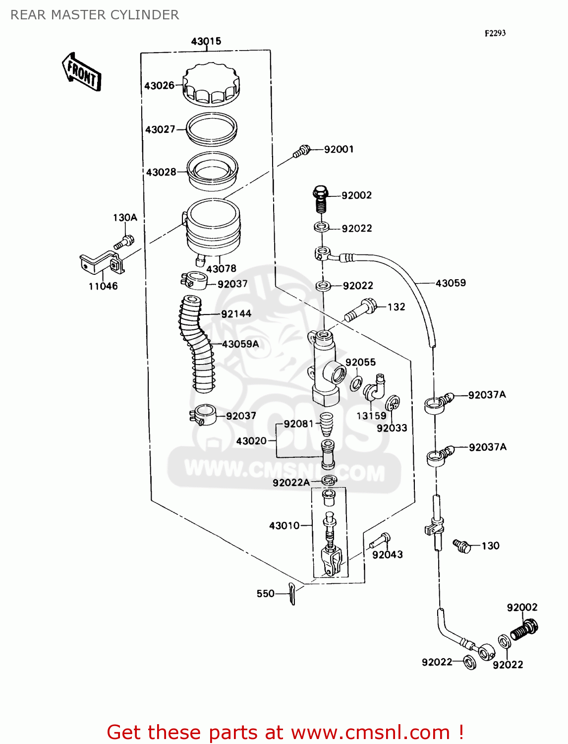 REAR MASTER CYLINDER ZX750H1 NINJA ZX7 1989 USA CALIFORNIA CANADA