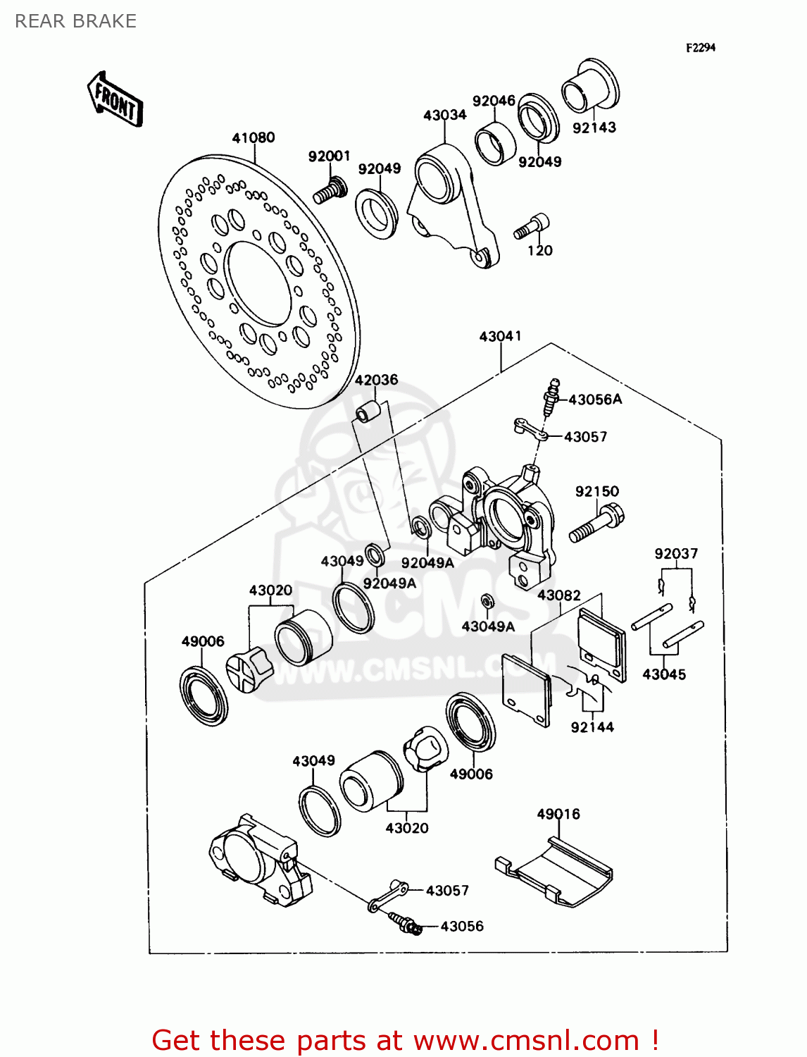 REAR BRAKE ZX750H1 NINJA ZX7 1989 USA CALIFORNIA CANADA